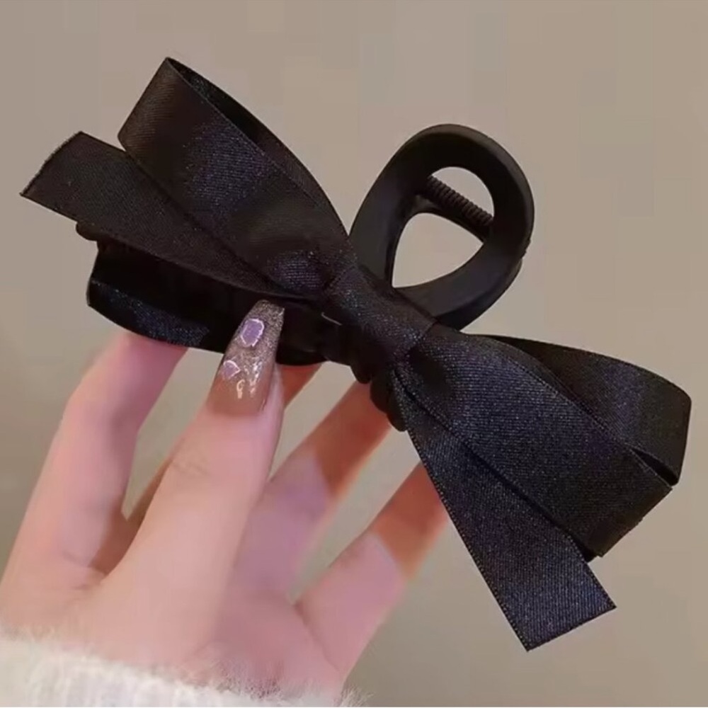 New! Black Bow Hair Clip (8464) - Picture 2 of 2